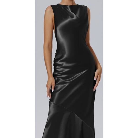 AW BRIDAL 6 S black Celestia bridesmaid formal gala prom maxi dress NEW B68 - Picture 2 of 9